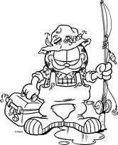 coloriage garfield le pecheur